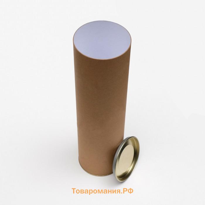 Тубус 92×340 мм (320 мм внутр. высота), под бутылку/футболку, картон, металлическая крышка