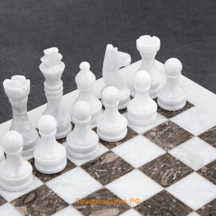 Шахматы «Элит», серый/белый, доска 30х30 см, оникс