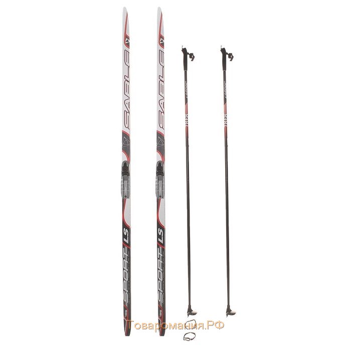 Комплект лыжный: пластиковые лыжи 195 см с насечкой, стеклопластиковые палки 155 см, крепления NNN, цвета МИКС
