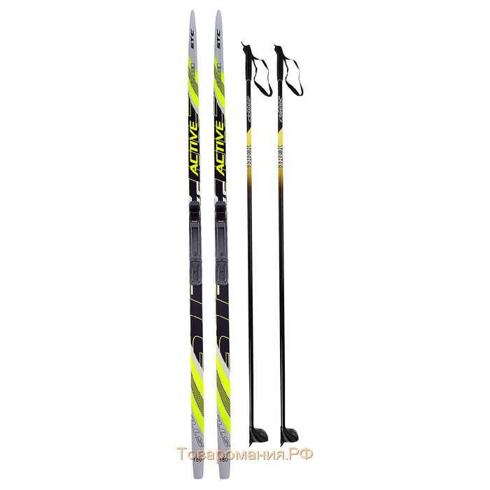 Комплект лыжный: пластиковые лыжи 180 см без насечек, стеклопластиковые палки 140 см, крепления NNN, цвета МИКС