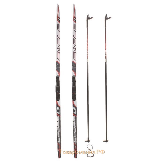 Комплект лыжный: пластиковые лыжи 195 см с насечкой, стеклопластиковые палки 155 см, крепления SNS, цвета МИКС