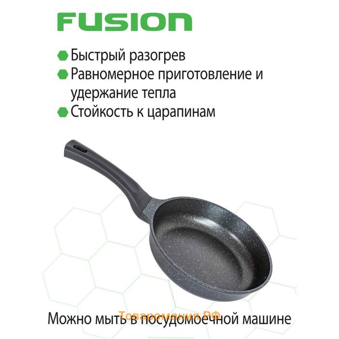 Сковорода Fusion FP2402L, с крышкой, антипригарное покрытие, d=24 см, цвет чёрный