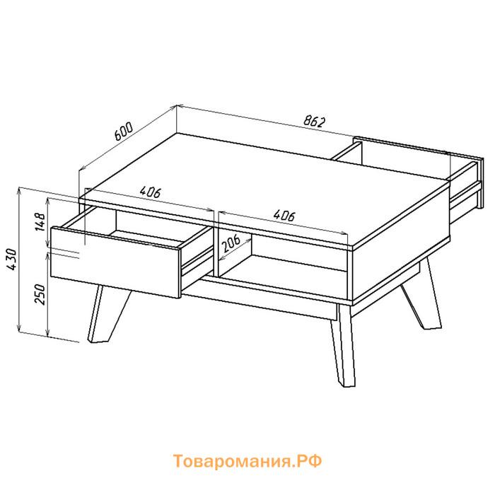 Тумба «Хелен 2206.М1», 860 × 600 × 430 мм, цвет дуб вотан / бетон чикаго