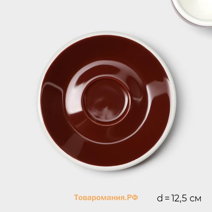 Кофейная пара Magistro Coffee time, чашка 80 мл, блюдце d=12.5 см, фарфор, коричневая