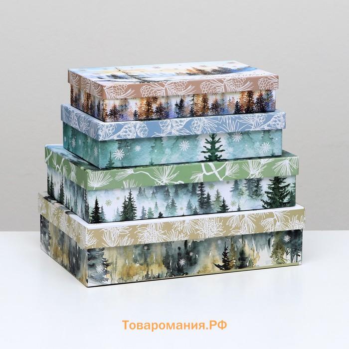 Набор подарочных новогодних коробок 4 в 1 «Зимние чудеса», 30×20×8 - 24×14×5 см