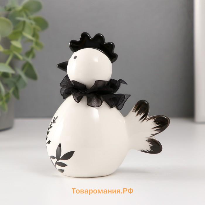Фигурка керамика «Цыплёнок. Разнотравье», бело-чёрный, 10×6.6×11.6 см