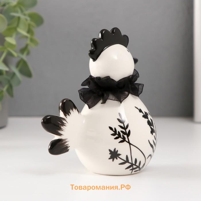 Фигурка керамика «Цыплёнок. Разнотравье», бело-чёрный, 10×6.6×11.6 см