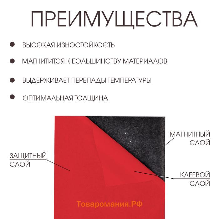 Магнитный винил, c ПВХ поверхностью, TAKE IT EASY, А3, набор 2 шт., толщина 0.3 мм, 42×29.7 см, красный