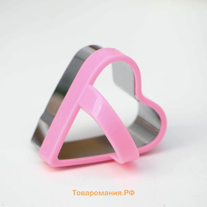 Формы для печенья KONFINETTA «Сердце», набор 3 шт., металл, розовые