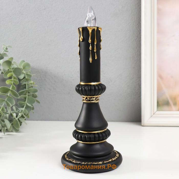 Световая фигурка полистоун «Свеча светодиодная», LED, 2×LR=44, чёрный с золотом, 10×10×24.5 см