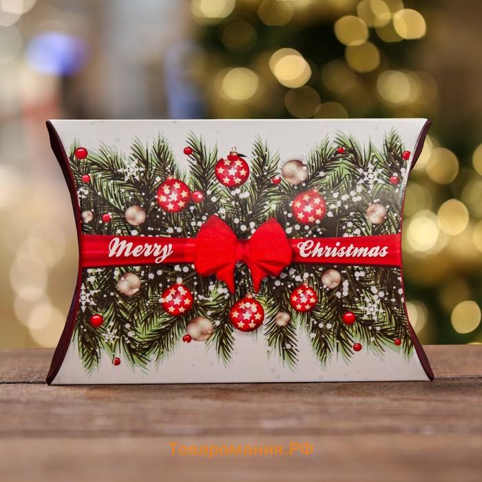 Коробка складная, подарочная новогодняя Merry christmas 11×8×2 см
