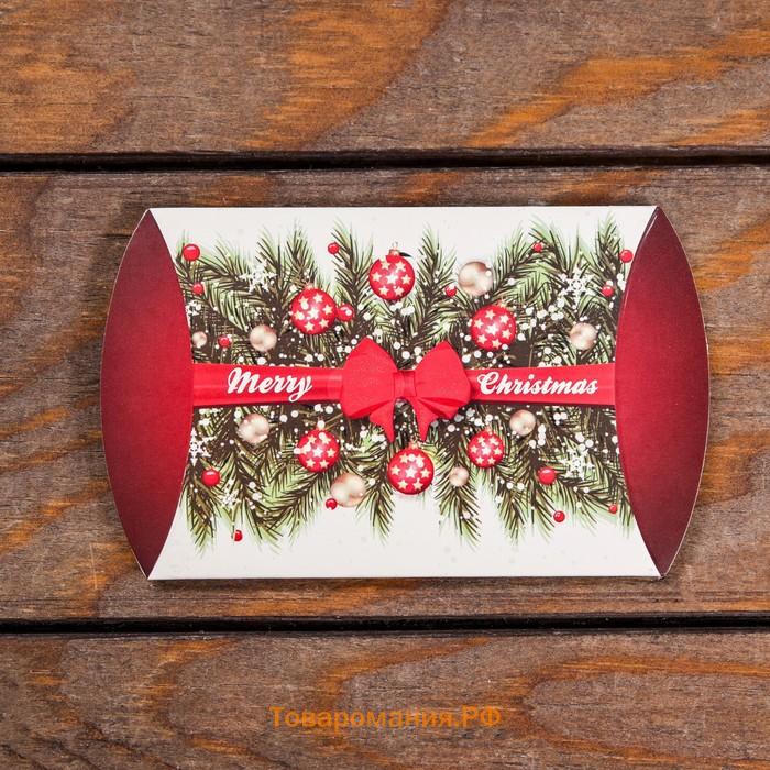 Коробка складная, подарочная новогодняя Merry christmas 11×8×2 см
