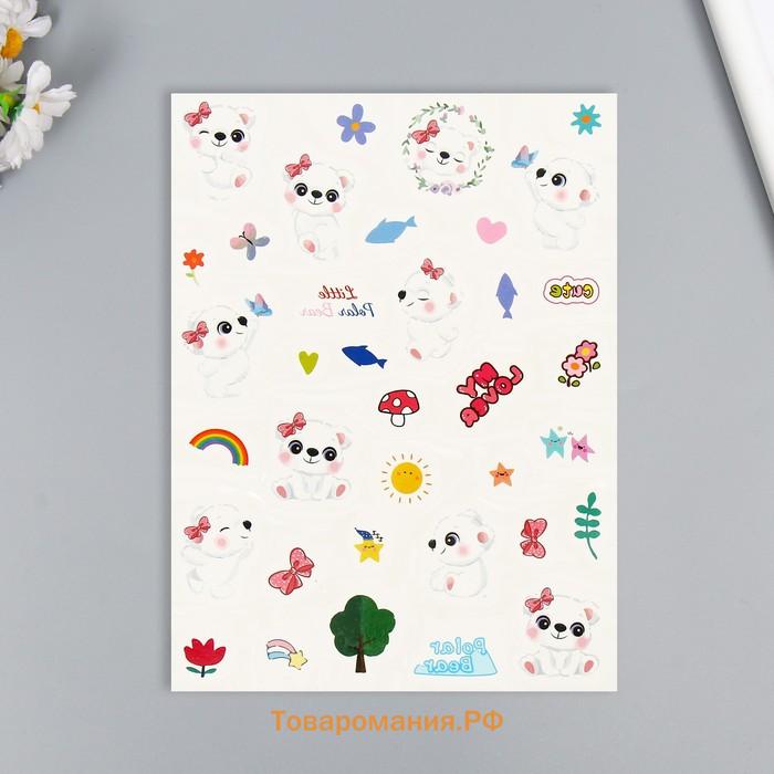 Переводные тату на тело цветные «Белые мишки. Панды», 24×14.5 см, МИКС