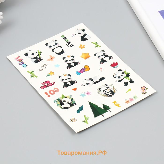 Переводные тату на тело цветные «Белые мишки. Панды», 24×14.5 см, МИКС
