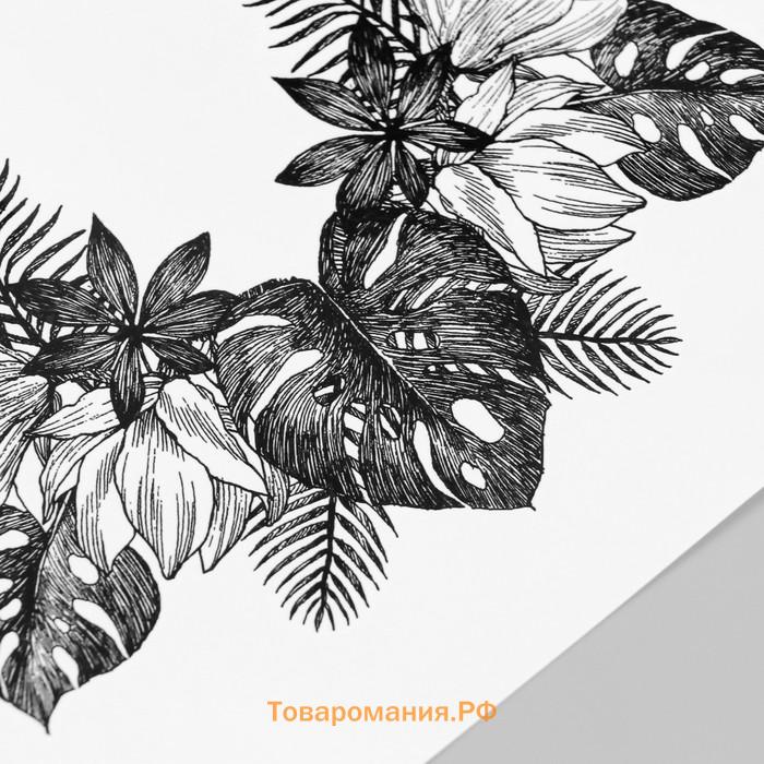 Переводная тату на тело чёрная «Украшение из листочков», 24×13.7 см