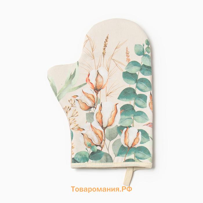 Набор кухонный  «Хлопок», варежка-прихватка 20×28 см, прихватка 19×19 см,100% хлопок