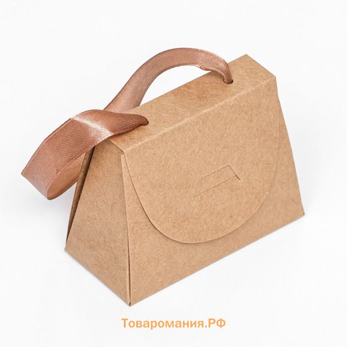 Коробка складная, с ручкой, крафт, 10×7.5×5 см