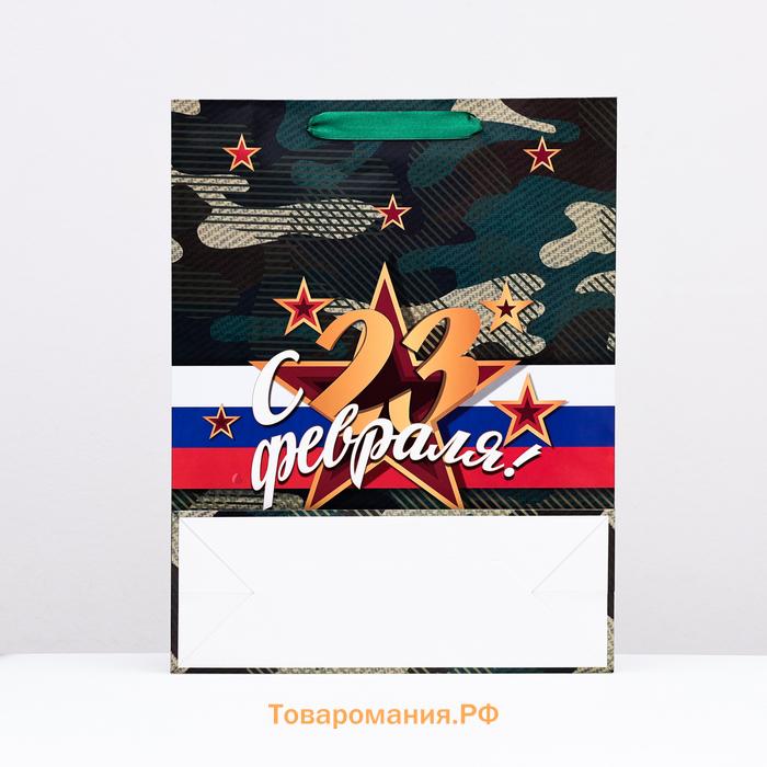 Пакет ламинированный «С 23 февраля!», 31×40×11.5 см