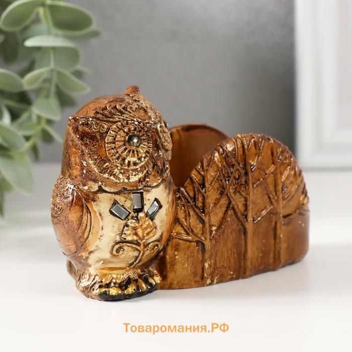 Фигурка-визитница полистоун «Совушка в лесу», 10.5×4.5×7.5 см