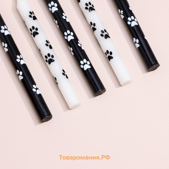 Свеча для торта «Лапки», 12 шт., 8 см, черные и белые
