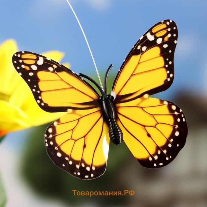 Штекер летающий «Подсолнух с бабочкой», на солнечной батарее, МИКС