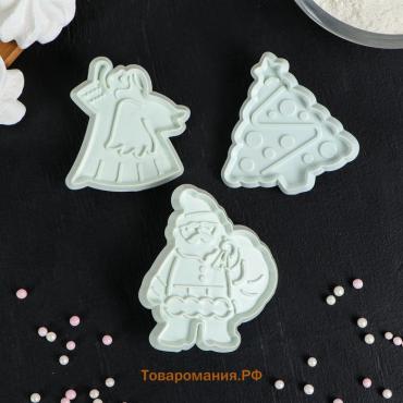 Плунжеры кондитерские  «Новый год», набор 3 шт., пластик, белые