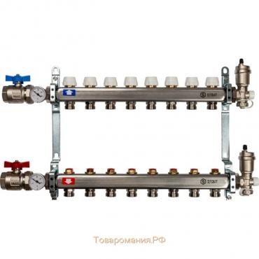 Коллекторная группа STOUT SMS 0912 000008, 1"х3/4", 8 выходов, без расходомеров, нерж сталь