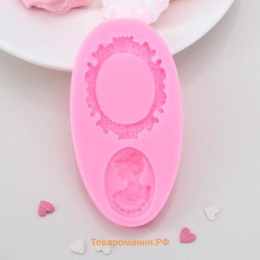 Молд  «Рамка и портрет», силикон, 8.5×4.5 см, розовый