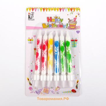 Свечи в торт «Шарики», 7×0.6 см, 6 шт.