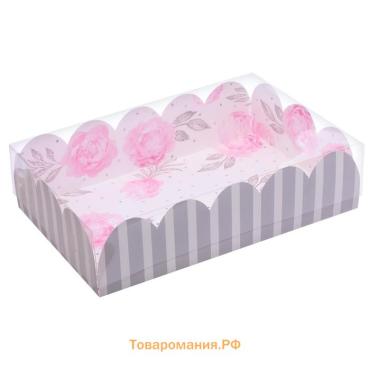 Коробка для печенья, кондитерская упаковка с пластиковой крышкой, «Нежность», 20 х 30 х 8 см