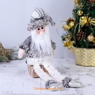 Игрушка мягкая «Дед Мороз - длинные ножки» 10×40 см, серебристый