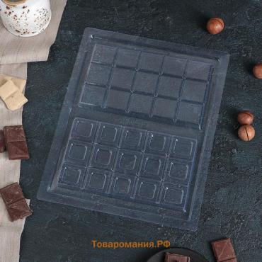 Форма для шоколада «Дольки», пластик, 26.5×21×1 см, 2 ячейки 17.5×10.5, прозрачная
