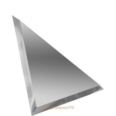Треугольная зеркальная серебряная плитка с фацетом 10 мм, 250х250 мм