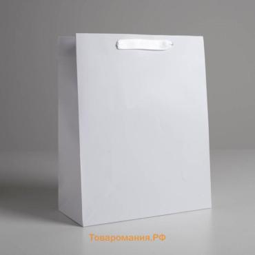 Пакет подарочный, упаковка, «Белый», M 25,5 х 30 х 9 см