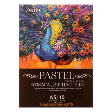 Бумага для пастели А5, deVENTE, набор 10 листов, 160 г/м2, чёрная, в пакете