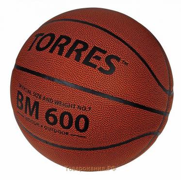 Мяч баскетбольный TORRES BM600, B10027, PU, клееный, 8 панелей, р. 7