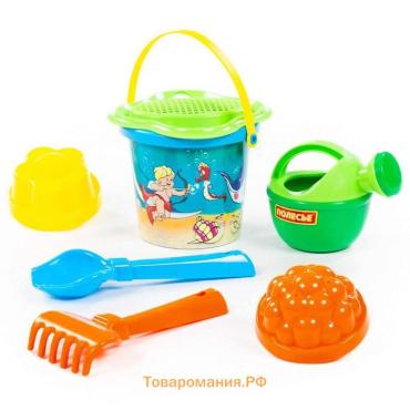 Набор игрушек для песочницы, 7 предметов: ведро, ситечко, совок, грабельки, формочки, лейка, МИКС