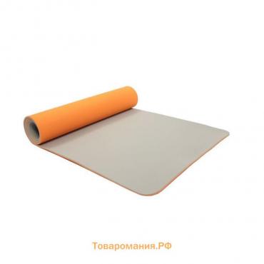 Коврик для йоги и фитнеса Bradex SF 0403, 183х61х0,6 см, TPE двухслойный, оранжевый