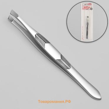 Пинцет для коррекции бровей, скошенный, узкий, 9 см
