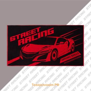 Полотенце махровое  Street racing, 70×130 см, 100% хлопок, 420 г/м², чёрно-золотое