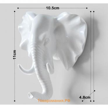 Декор настенный-вешалка "Слон" 11 x 10.5 см, белый