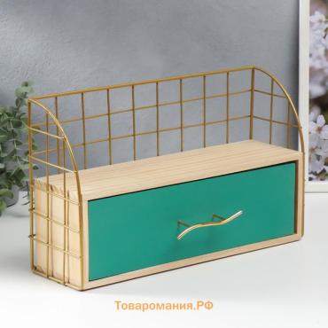 Шкатулка для украшений «Комод с открытой полочкой», дерево, металл, зелёный, 22×10.5×36 см