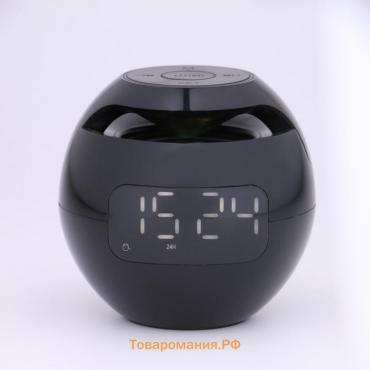 Часы - будильник электронные настольные: колонка, bluetooth, tf-карта, 8.5 х 7.5 см, USB