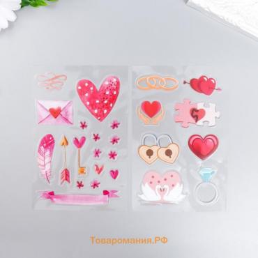 Наклейка для декора «Любовь», на листе, пластик, 15×10 см, МИКС