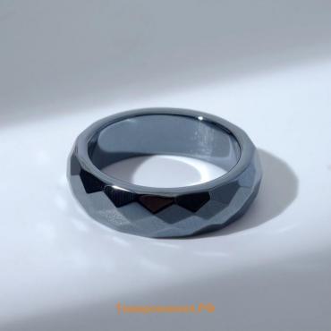 Кольцо «Ночь» под гематит, гранёное, цвет чёрный, размер 18