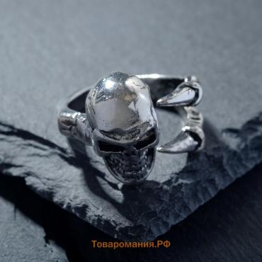 Кольцо "Перстень" череп, цвет чернёное серебро, безразмерное