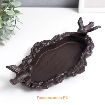 Фигурка-подставка для мелочей «Птицы на блюде», чугун, 5×13×25 см
