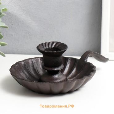 Металлический подсвечник на 1 свечу «Раковина», чугун, с ручкой, 6×13×19 см