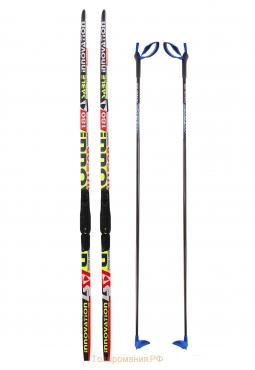Комплект лыжный: пластиковые лыжи 180 см без насечек, стеклопластиковые палки 140 см, крепления SNS, цвета МИКС