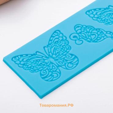 Коврик для айсинга  «Бабочки», силикон, 19×6 см, оранжевый